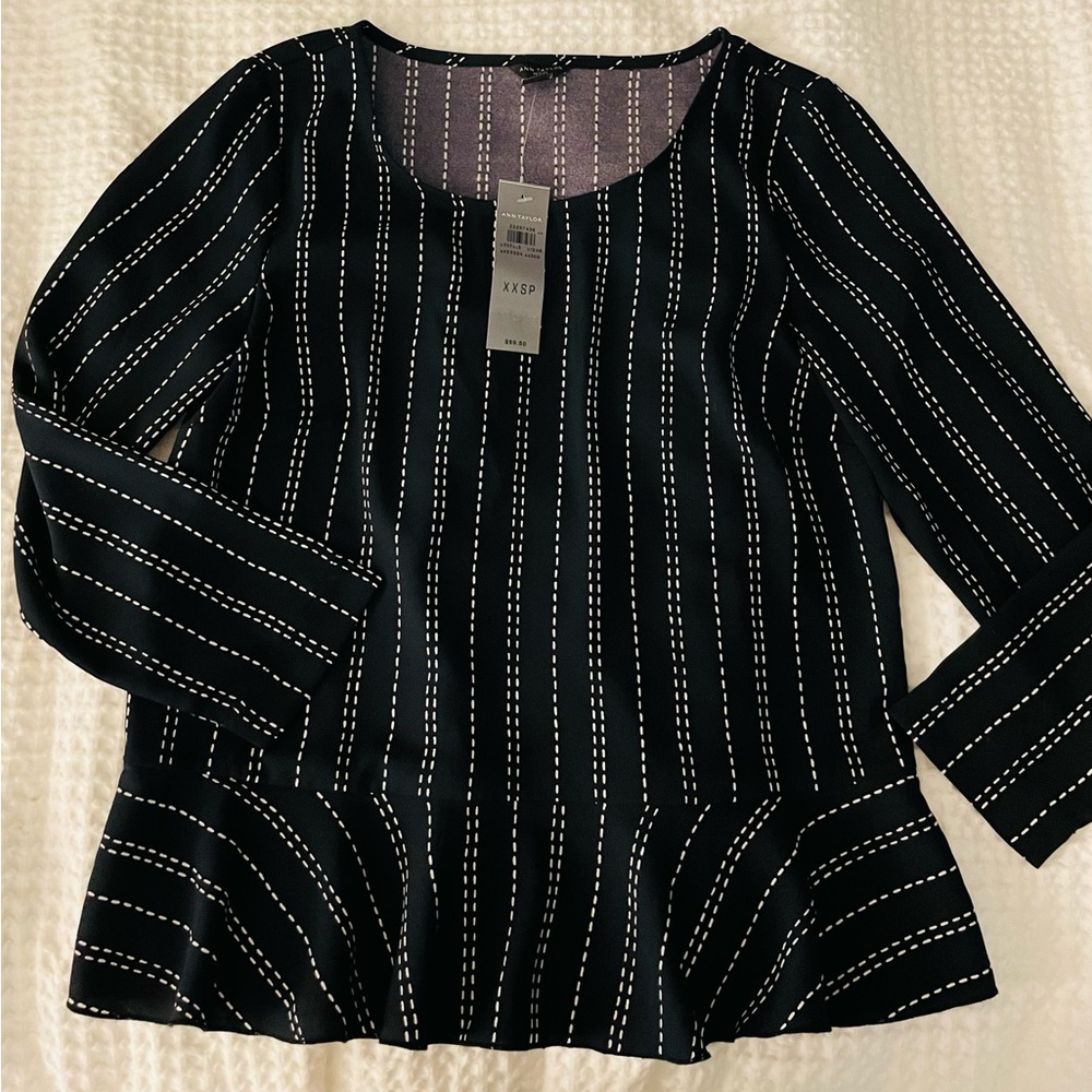 NWT Ann Taylor navy blue blouse XXSP.